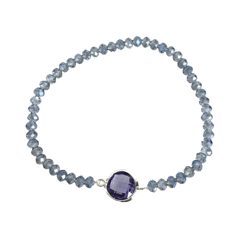 Elea Faceted Crystal Stretch Bracelet with Charm
