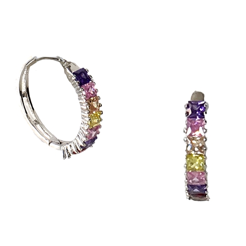 Tara Multicolor Crystal Small Hoop Earrings