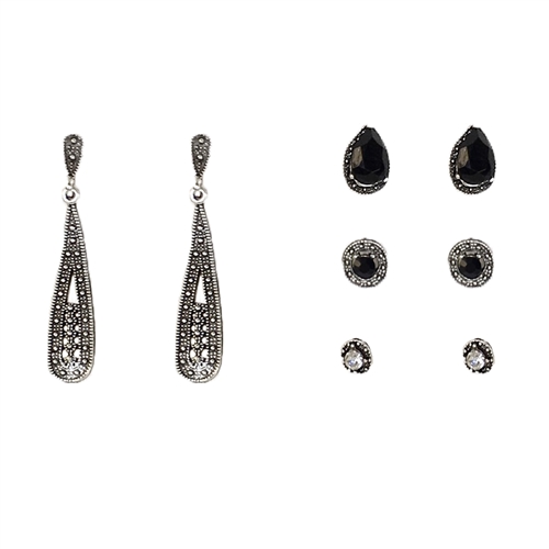 Azrael Filigree Drop & Stud Earrings Set of 4