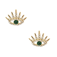 Indra Green Evil Eye Pave Stud Earrings