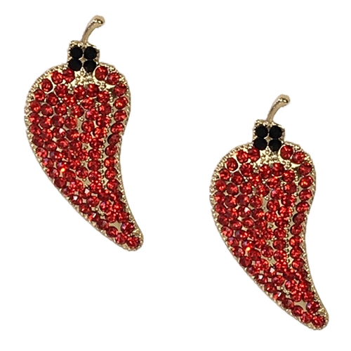 Hottie Chili Pepper Crystal Drop Earrings