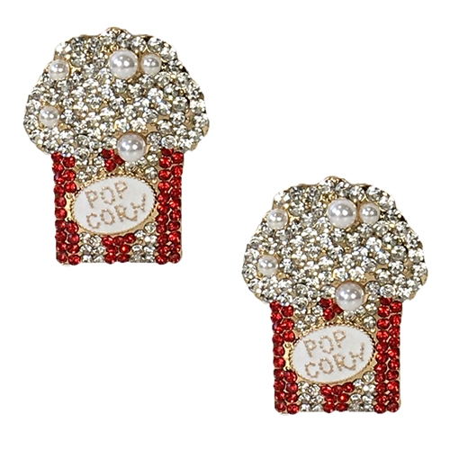 Movie Night Popcorn Crystal Drop Earrings
