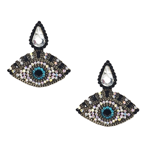 Elen Evil Eye Crystal Drop Earrings