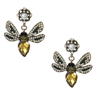 Honey Queen Bee Crystal Statement Earrings