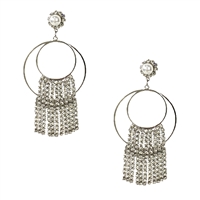 Sonya Double Hoop Crystal Fringe Drop Earrings
