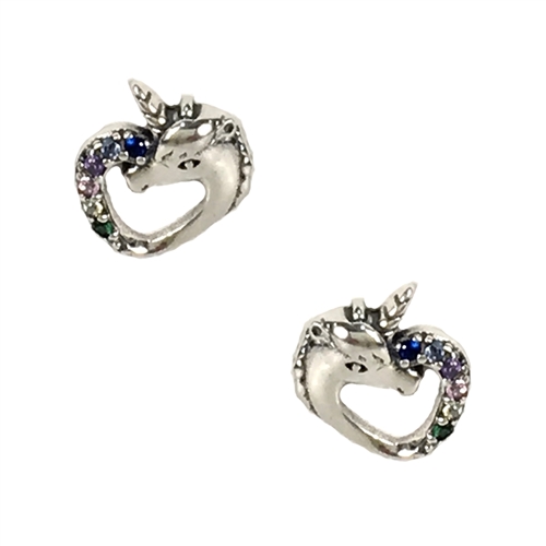 Alona Unicorn Heart Pave Mini Stud Earrings