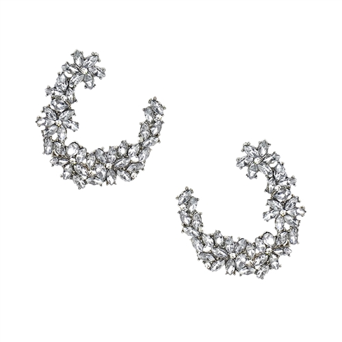 Donyale Floral Crystal Cluster Drop Earrings