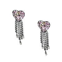 Suzy Crystal Heart Fringe Statement Drop Earrings