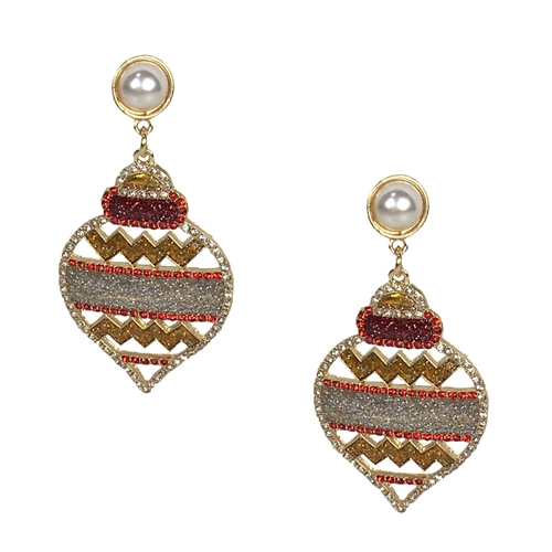Vintage Christmas Ornament Crystal Drop Earrings