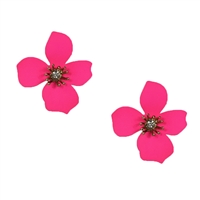 Paraiso Orchid Flower Stud Earrings Bright Pink