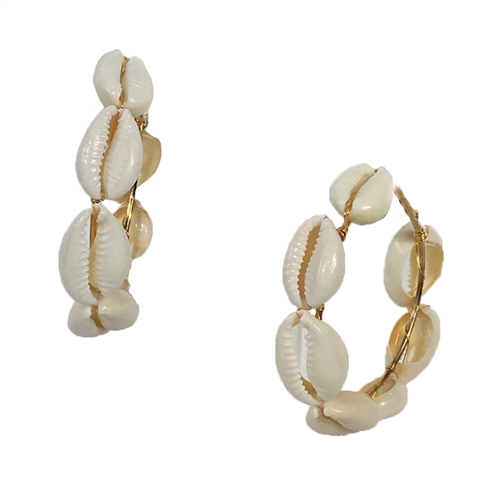 Playa Cowrie Shell 2" Hoop Earrings