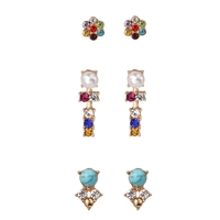 Jewelry Collection Selma Crystal Mini Stud Earrings Set of 3