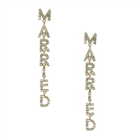 MARRIED Crystal Letter Statement Drop Earrings