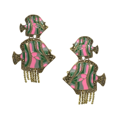 Tropical Reef Fish Statment Drop Earrings