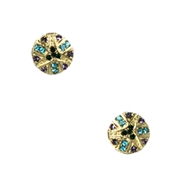 Koco Crystal Aztec Pattern Circle Disk Stud Earrings