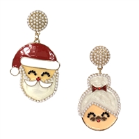 Jolly Mr. & Mrs. Santa Claus Mismatch Holiday Earring