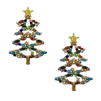 O Christmas Tree Sparkle Crystal Statement Drop Earrings