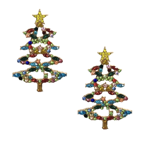 O Christmas Tree Sparkle Crystal Statement Drop Earrings