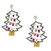 Holiday Lights Christmas Tree Crystal Statement Drop Earrings
