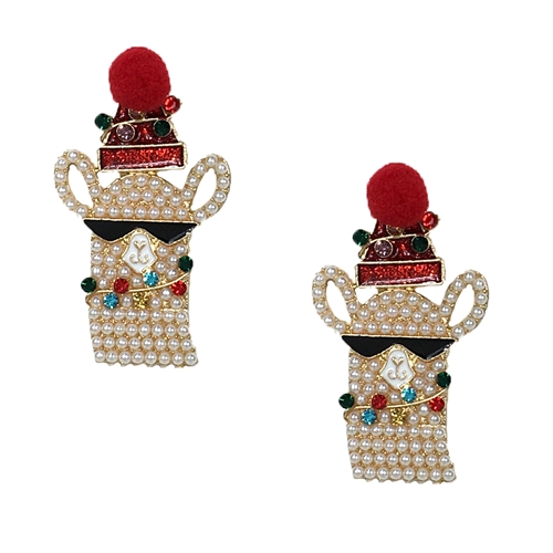 Jewelry Collection Festive Holiday Llama Drop Earrings