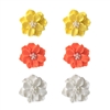 Jewelry Collection Posy Flower Stud Earrings 3 Pair Set