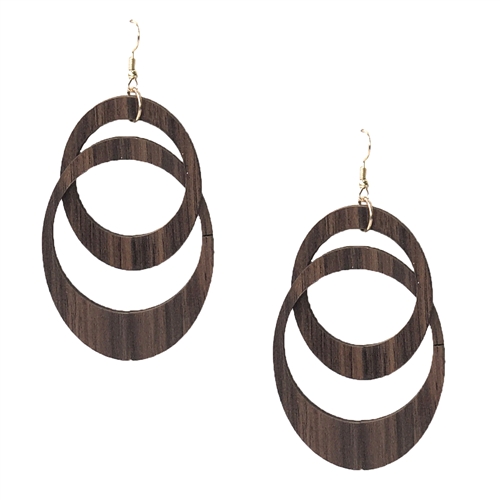 Jewelry Collection Arna Wood Circular Drop Statement Earrings
