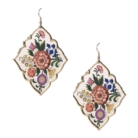 Jewelry Collection Edlyn Folk Art Floral Statement Drop Earrings