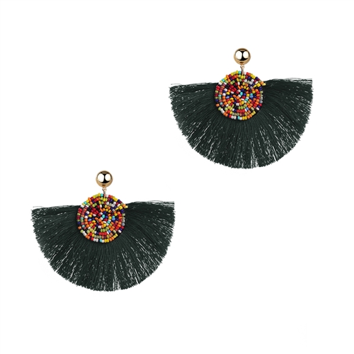 Bora Beaded Fringe Statement Earrings