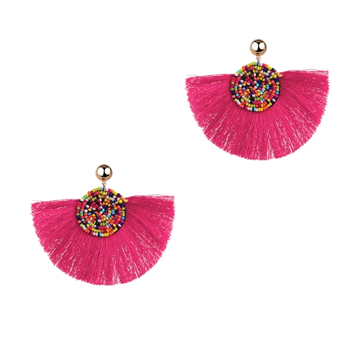 Bora Beaded Fringe Statement Earrings