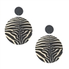 Jewelry Collection Nala Zebra Print Round Wood Drop Earrings
