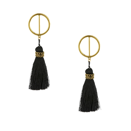 Jewelry Collection Nubia Hoop Tassel Drop Earrings