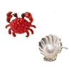 Seaside Pave Crab & Pearl Clam Mismatch Stud Earrings
