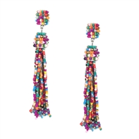 Allegra Colorful Beaded Tassel Drop Earrings