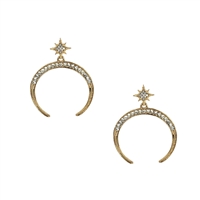 Jewelry Collection Pave Star & Moon Drop Earrings