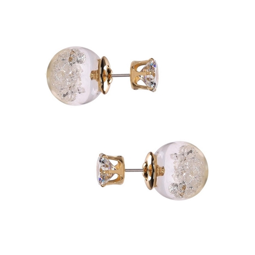 Jewelry Collection  Solitaire & Crystal Ball Double Stud Earrings