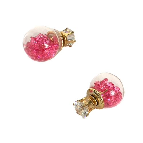Jewelry Collection  Solitaire & Crystal Ball Double Stud Earrings