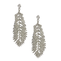 Jewelry Collection Pave Feather Leaf Statement Drop Earrings
