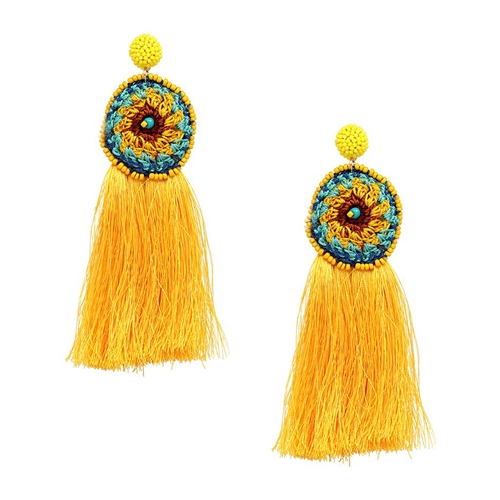 Jewelry Collection Saffron Boho Tassel Drop Earrings