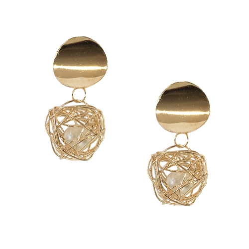 Jewelry Collection Caged Simulated Pearl Drop Earrings