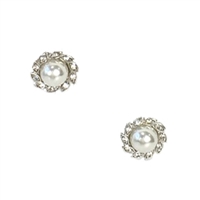 Petite Simulated Pearl Crystal Stud Earrings