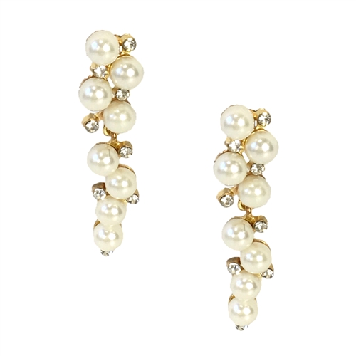 Pearly Delight Simulated Pearl Crystal Linear Drop Earrings