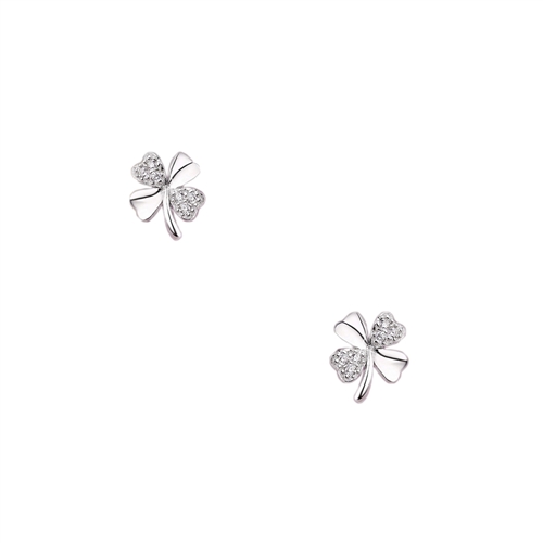 Pave Shamrock Clover Mini Stud Earrings