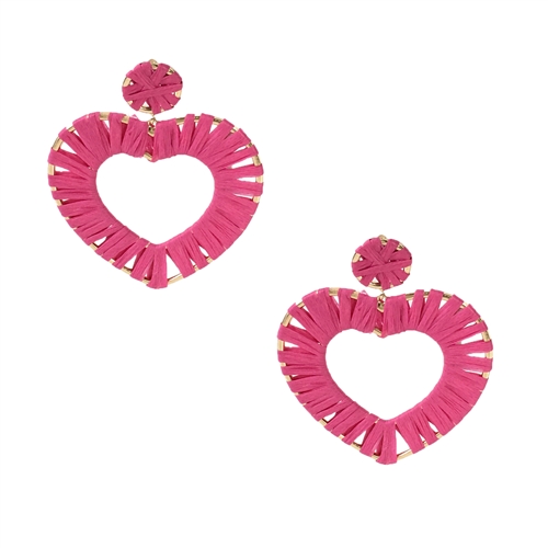 Jewelry Collection Nerine Raffia Heart Statement Earrings
