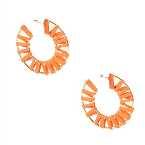 Jewelry Collection Dahlia Raffia Wrapped Hoop Earrings
