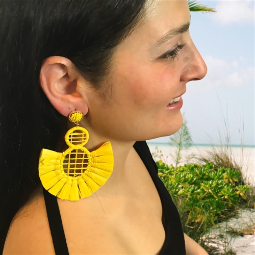 Jewelry Collection Freesia Raffia Tassel Statement Drop Earrings