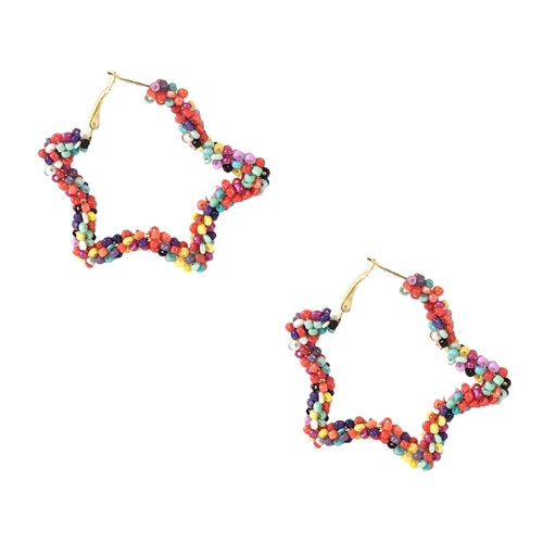 Jewelry Collection Starstruck Beaded Star Hoop Earrings