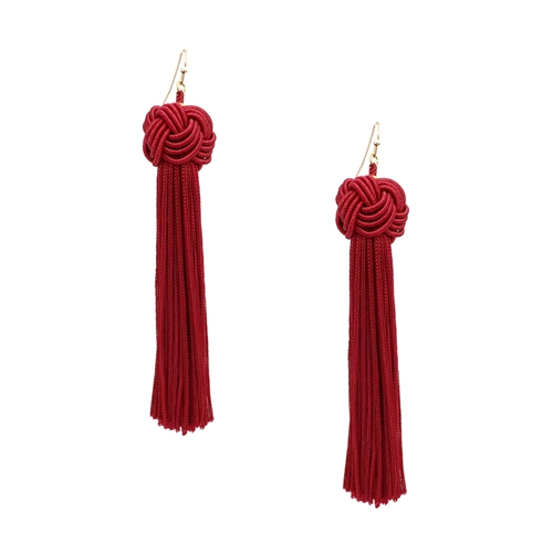 Jewelry Collection Taya Knot Tassel Drop Earrings, Black