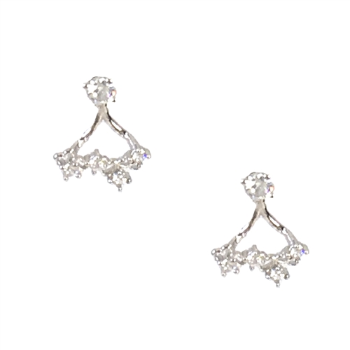 Jewelry Collection Delicate Sparkler Crystal Ear Jacket Stud Earrings,