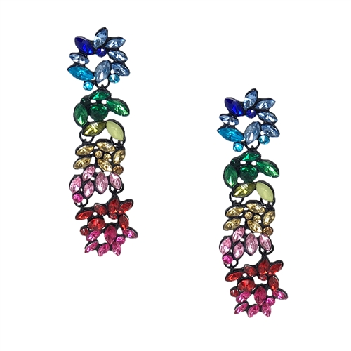 Rainbow Drops Statement Crystal Earrings Multi
