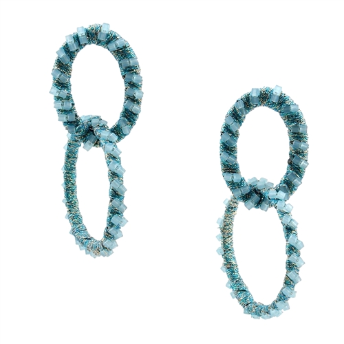 Shimmer Beaded Double Hoop Drop Earrings